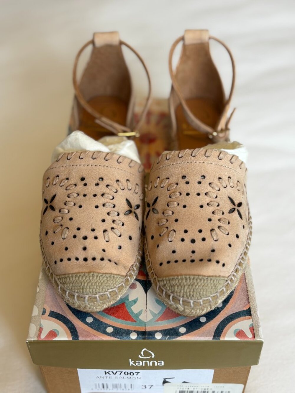 Kanna Suede Leather Espadrilles with Cutouts Brand New in Box